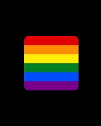 Bandera del orgullo LGBTQ+ con bandas de colores rojo, naranja, amarillo, verde, azul y violeta.